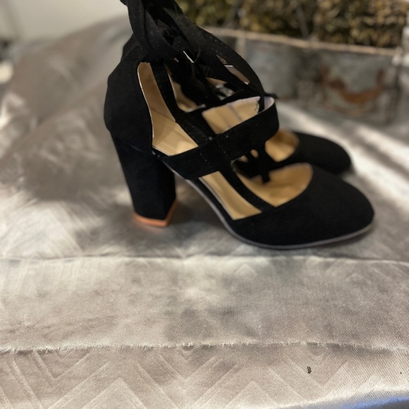 Black Strappy Heels - Picture 3 of 5